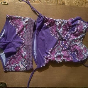 Prana Purple Paisley Bikini Set with Pink Accents